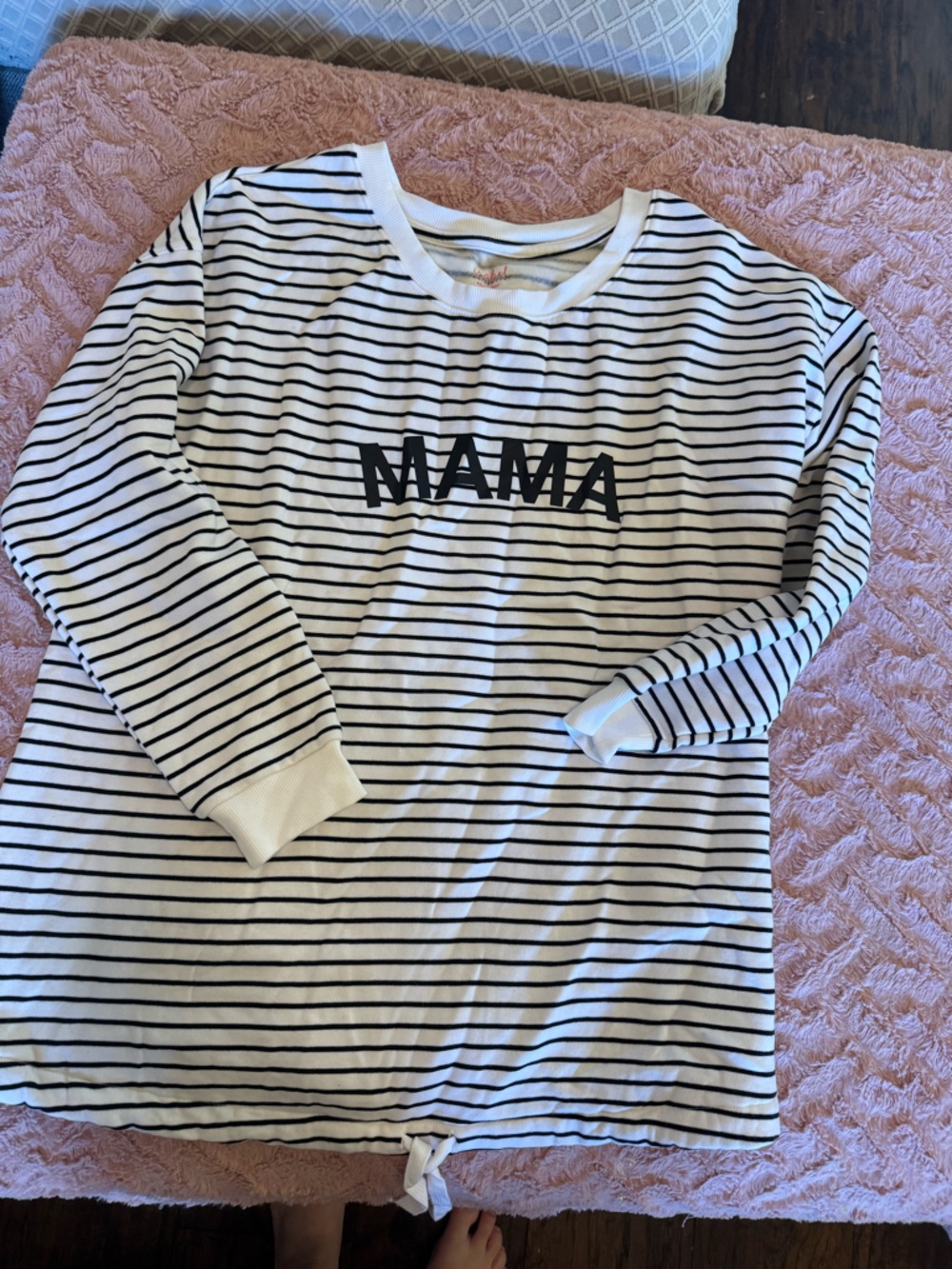 Isabel Maternity by Ingrid & Isabel White and Black Striped 'MAMA' Pullover